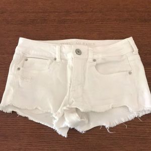 White jean shorts